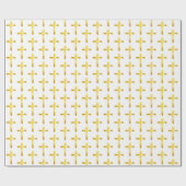 Gold Brush Cross - Christelijk Religieuze Crucifix Cadeaupapier (Vlak)