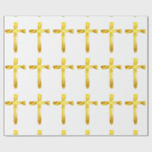 Gold Brush Cross - Christelijk Religieuze Crucifix Cadeaupapier (Vlak)