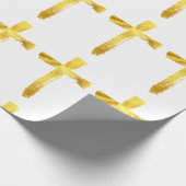 Gold Brush Cross - Christelijk Religieuze Crucifix Cadeaupapier (Hoek)