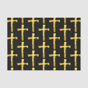 Gold Brush Cross - Christelijk Religieuze Crucifix Tissuepapier