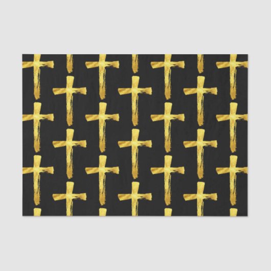 Gold Brush Cross - Christelijk Religieuze Crucifix Tissuepapier (Voorkant)