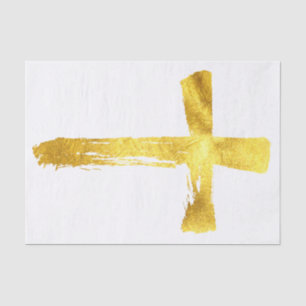 Gold Brush Cross - Elegant Christelijk Kruisbeeld  Tissuepapier