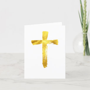 Gold Brush Cross - Moderne Christelijke crucifix Feestdagen Kaart