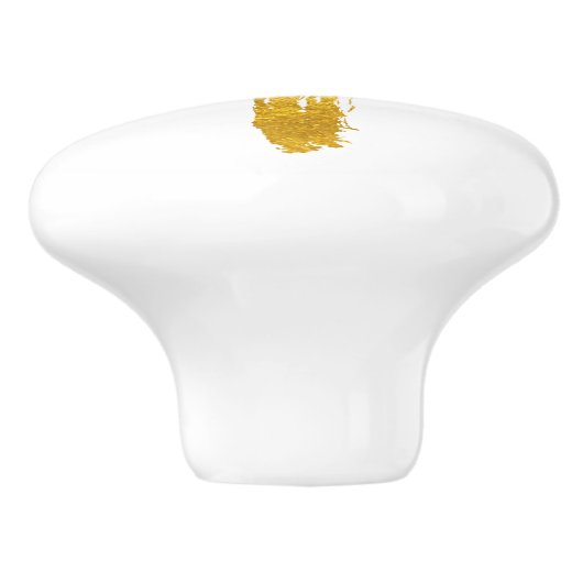 Gold Brush Cross - Moderne Christelijke crucifix Keramische Knop (Zijkant)