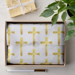 Gold Brush Cross - Moderne Christelijke crucifix Tissuepapier