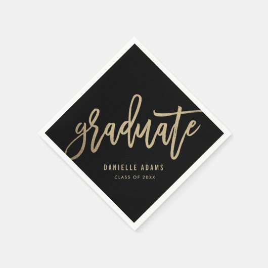 Gold Brush EDITABLE COLOR Graduation Party servett Servet (Hoek)