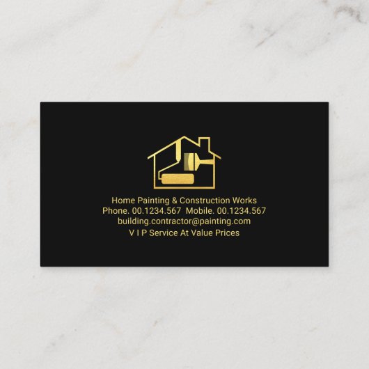 Gold Brush Grijs Zwart Laag Goud Tab Visitekaartje (Achterkant)