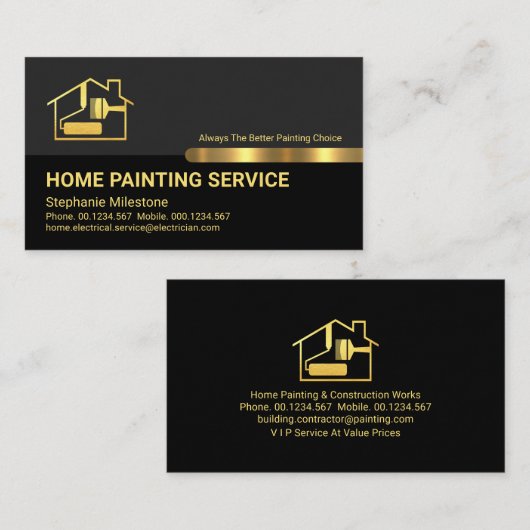 Gold Brush Grijs Zwart Laag Goud Tab Visitekaartje (Voorkant / Achterkant)