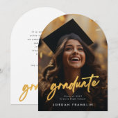 gold brush High School Afstuderen Fotoaankondiging Kaart (Voorkant / Achterkant)