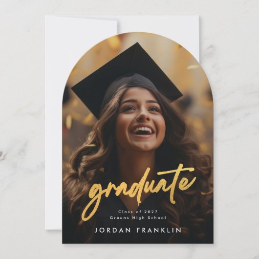 gold brush High School Afstuderen Fotoaankondiging Kaart (Voorkant)