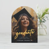 gold brush High School Afstuderen Fotoaankondiging Kaart (Staand voorkant)