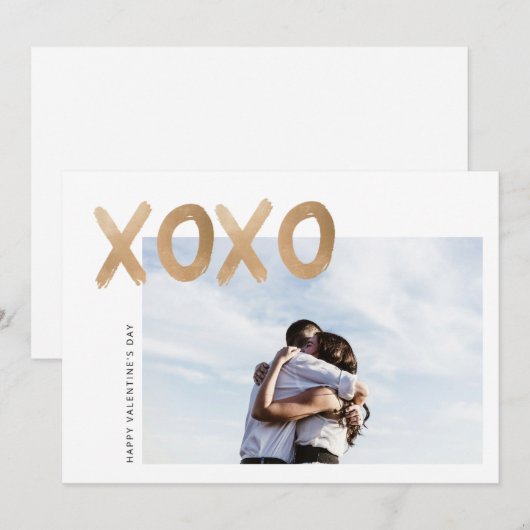 Gold Brush Love Photo Valentijn's Day Kaart (Voorkant / Achterkant)