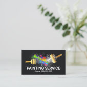 Gold Brush Paint Splatter Wall Visitekaartje (Staand voorkant)