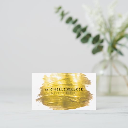 Gold Brush Paint Stroke Visitekaartje (Staand voorkant)