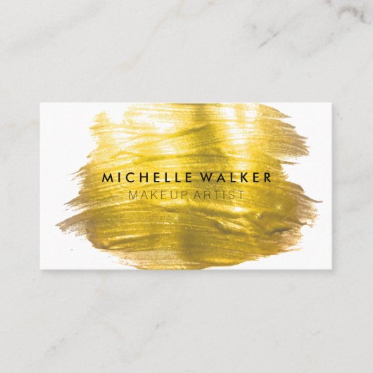 Gold Brush Paint Stroke Visitekaartje (Voorkant)