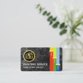 Gold Brush Painting Paint Stripes On Grey Grunge Visitekaartje (Staand voorkant)