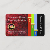 Gold Brush Painting Paint Stripes On Red Grunge Visitekaartje (Voorkant)
