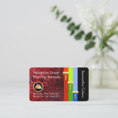 Gold Brush Painting Paint Stripes On Red Grunge Visitekaartje (Staand voorkant)