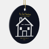 Gold Brush Script First Kerstfeestay New Home Keramisch Ornament (Rechts)