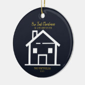 Gold Brush Script First Kerstfeestay New Home Keramisch Ornament (Links)