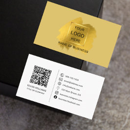 Gold Brush Streke QR code & Social Media Icon Bus Visitekaartje