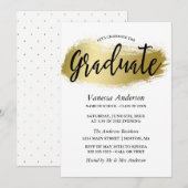 Gold Brush Stroke Graduation Party Kaart (Voorkant / Achterkant)