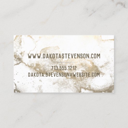 Gold Brush Stroke | Moderne Script Splatter Chic Visitekaartje (Achterkant)