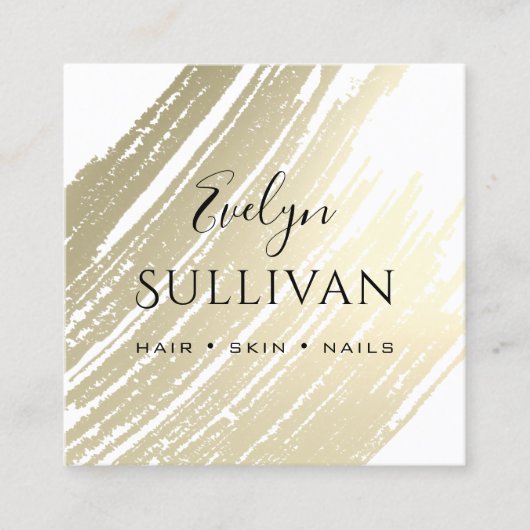 Gold Brush Stroke Vierkante Visitekaartje (Voorkant)