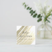 Gold Brush Stroke Vierkante Visitekaartje (Staand voorkant)