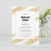 Gold Brush Strokes Wedding Rehearsal Dinner Kaart (Staand voorkant)