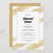 Gold Brush Strokes Wedding Rehearsal Dinner Kaart (Voorkant / Achterkant)