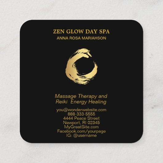 *~* Gold Brush Zen Meditation Yoga Reiki Abstract Vierkante Visitekaartje (Achterkant)