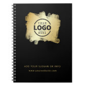 Gold Brush Zwart Modern Bedrijf Logo Notitieboek (Voorkant)