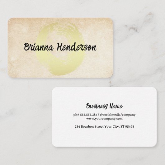 Gold Brushed Circle | Textured Background Visitekaartje (Voorkant / Achterkant)