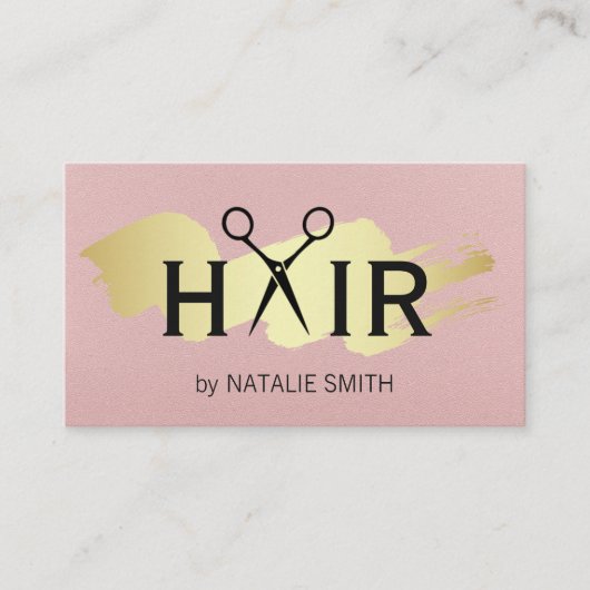 Gold Brushed Hair Logo | Roze textuur Visitekaartje (Voorkant)