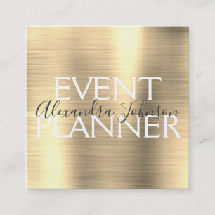 Gold Brushed Metal Event Planner Vierkante Visitekaartje