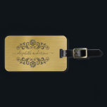 Gold Brushed Metal Monogram Name Script Bagagelabel<br><div class="desc">Een ruw metalen Bagagelabel met metalen gouden borrels. Bagagelabel heeft scriptmonogram met een metalen gouden achtergrond. Voeg je adres op de achterkant van het bagagelabel toe. Ontworpen voor jou door Blackberry Boulevard.</div>