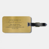 Gold Brushed Metal Monogram Name Script Bagagelabel (Achterkant horizontaal)