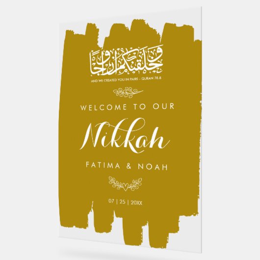 Gold Brushed Paint Nikkah Acrylic Sign Acryl Bord (Hoek)