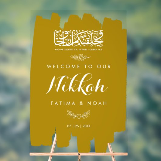 Gold Brushed Paint Nikkah Acrylic Sign Acryl Bord (Neutraal)