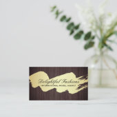 Gold Brushed Wood Panel Visitekaartje (Staand voorkant)