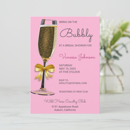 Gold Bubble Bridal Shower-uitnodiging Kaart (Staand voorkant)