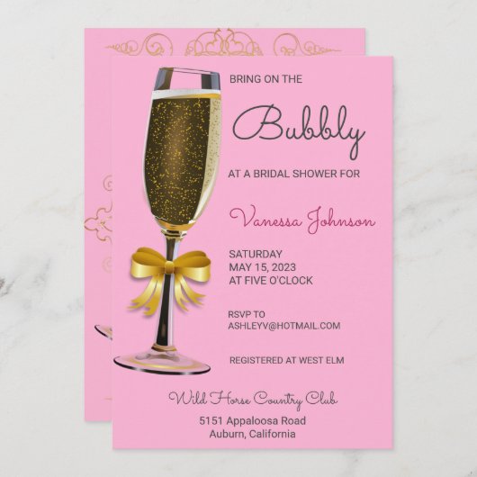 Gold Bubble Bridal Shower-uitnodiging Kaart (Voorkant / Achterkant)