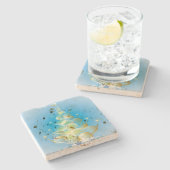 Gold Bubble Modern Art kerstboom Stenen Onderzetter (Zijkant)