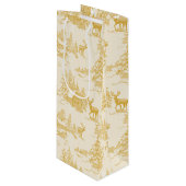 gold buck toile wijn cadeautas (Voorkant Gekanteld)