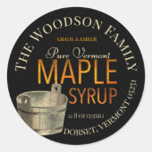 Gold Bucket Maple Syrup Label op zwart (Voorkant)