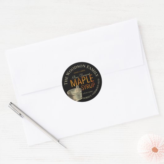 Gold Bucket Maple Syrup Label op zwart (Envelop)