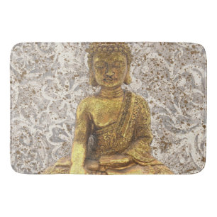 Gold Buddha Golden Floral Flowers Badmat