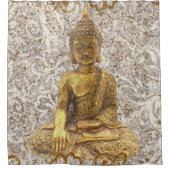 Gold Buddha Golden Floral Flowers Douchegordijn (Voorkant)