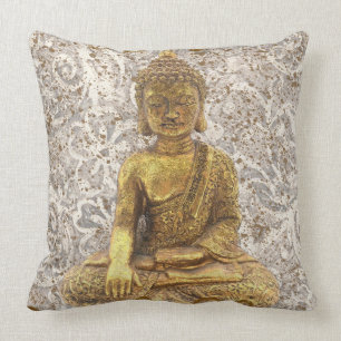 Gold Buddha Golden Floral Flowers Kussen